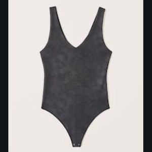 Abercrombie & Fitch - new with tags - faux leather v-neck bodysuit